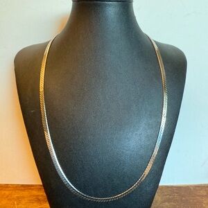 Vintage Sterling Silver Italian Herringbone 24”Necklace